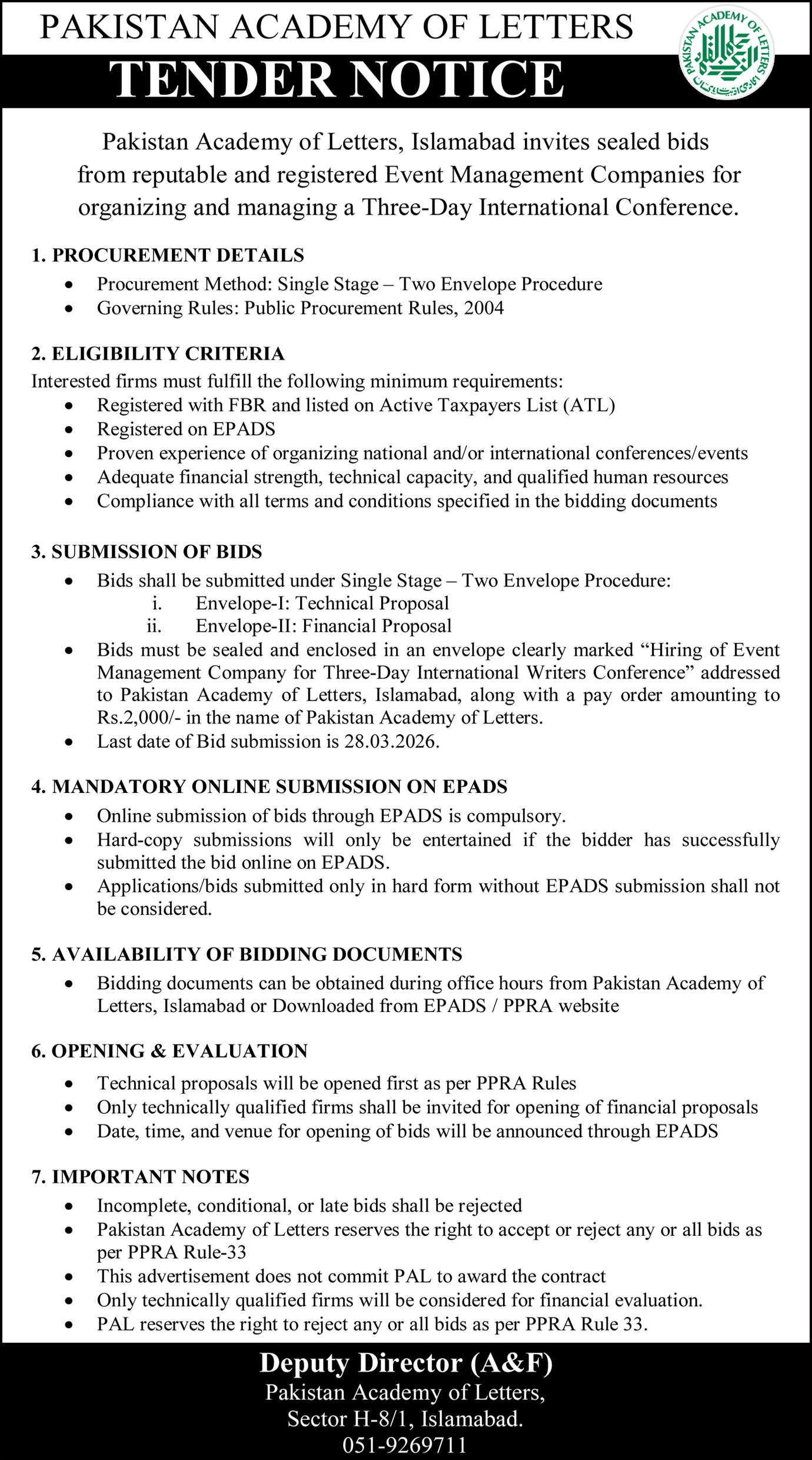 Tender Advertisement